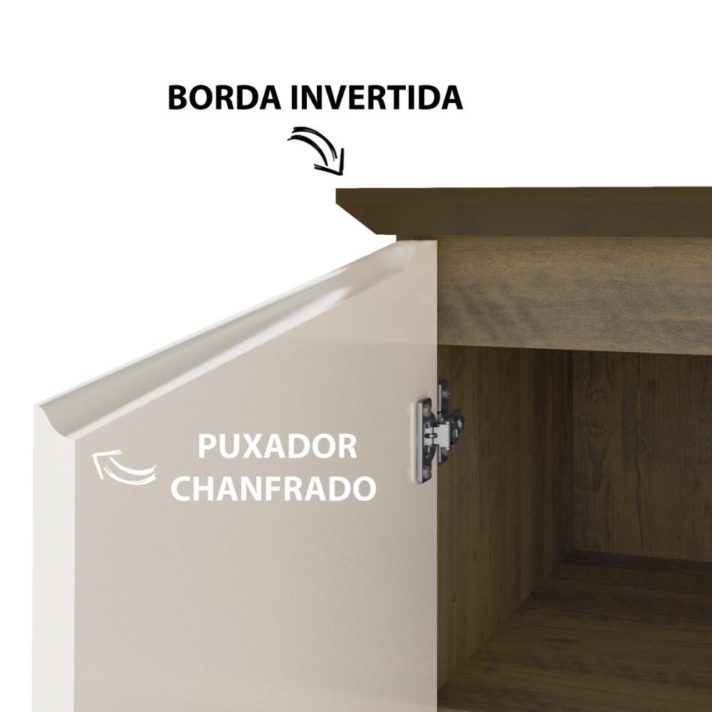 Aparador Buffet 110cm 3 Portas com Pés Retrô Multimóveis CR50128 Pinho/Off White