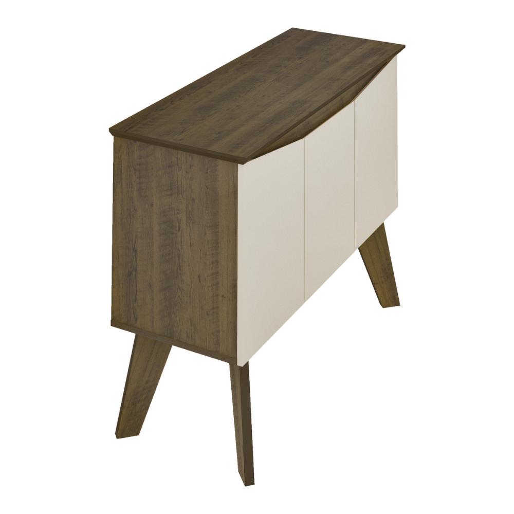 Aparador Buffet 110cm 3 Portas com Pés Retrô Multimóveis CR50128 Pinho/Off White