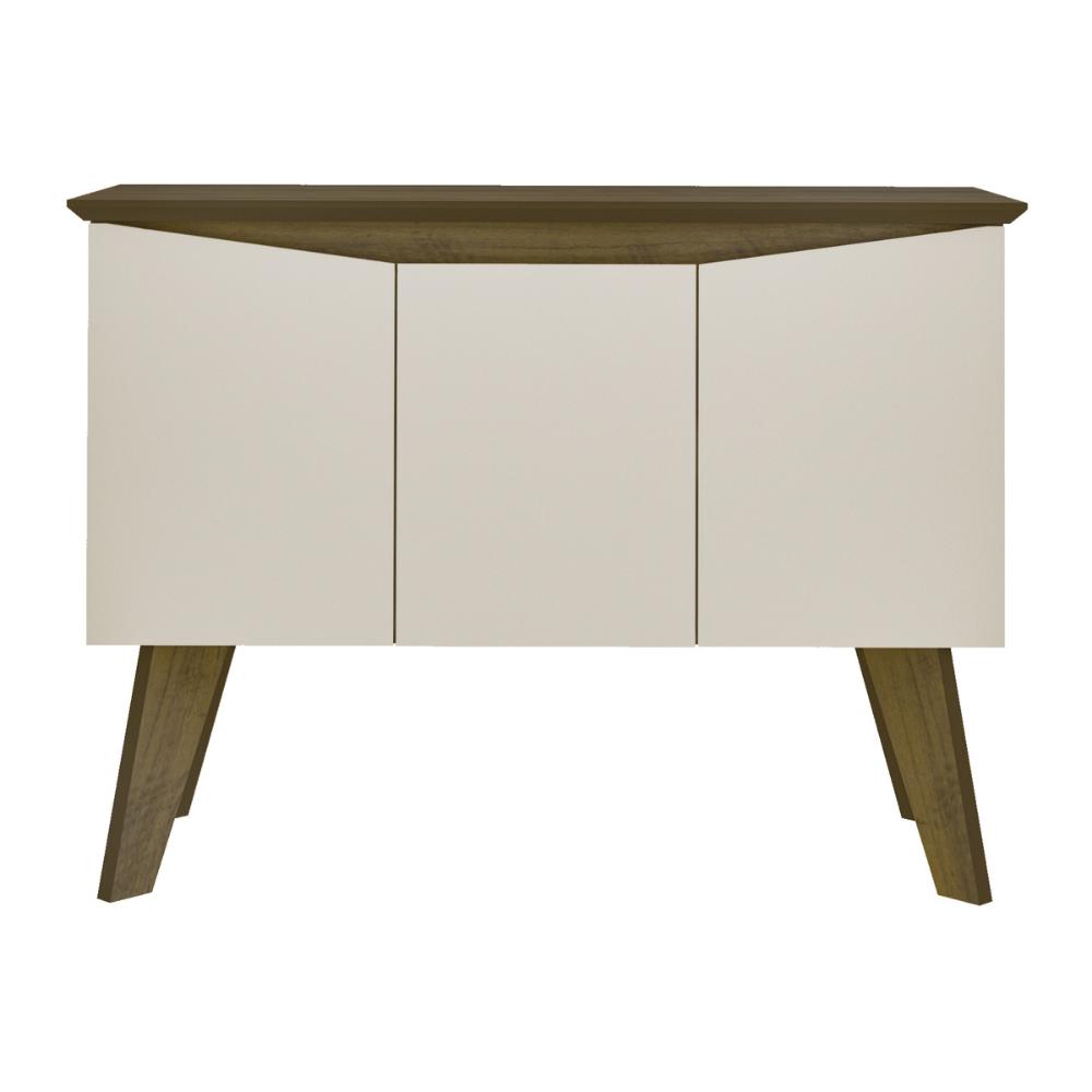Aparador Buffet 110cm 3 Portas com Pés Retrô Multimóveis CR50128 Pinho/Off White