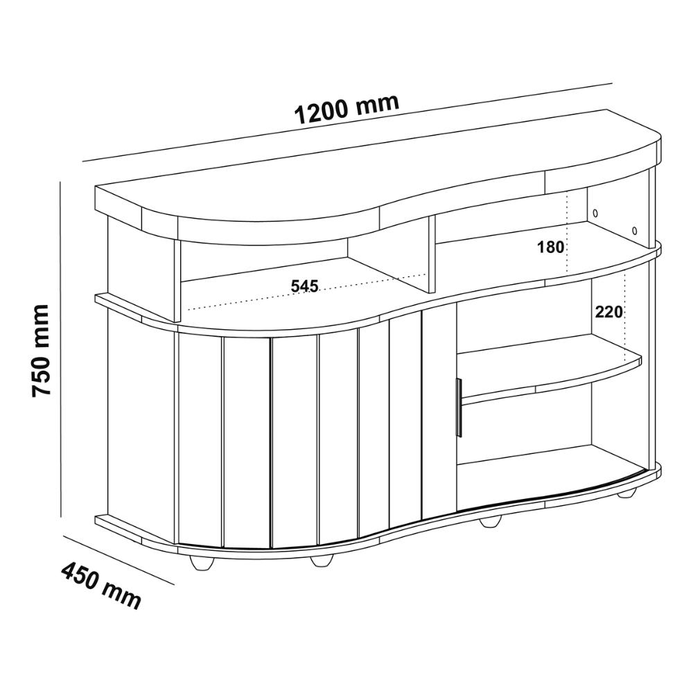 Aparador Buffet 120cm com 1 Porta Flex Multimóveis CR50127 Carvalho/Off White/Menta