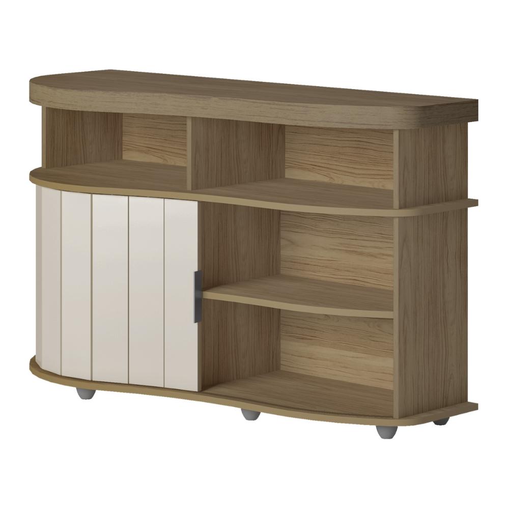 Aparador Buffet 120cm com 1 Porta Flex Multimóveis CR50127 Carvalho/Off White/Menta