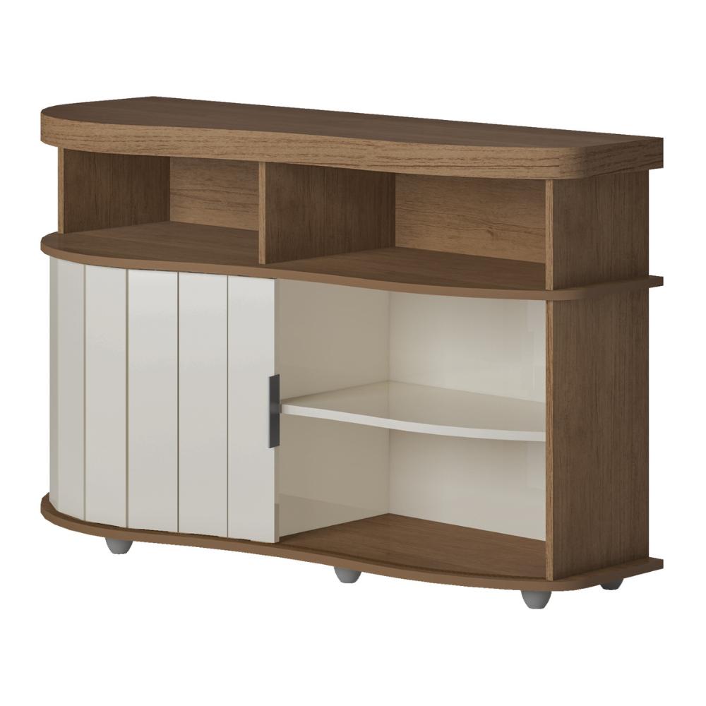 Aparador Buffet 120cm com 1 Porta Flex Multimóveis CR50127 Cinamomo/Off White