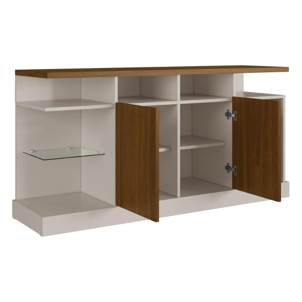 Aparador Buffet 136cm com Adega Embutida Multimóveis MP1100 Off White/Madeirado