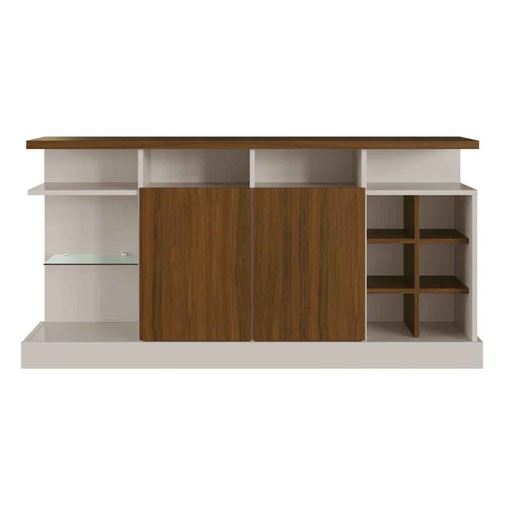 Aparador Buffet 136cm com Adega Embutida Multimóveis MP1100 Off White/Madeirado