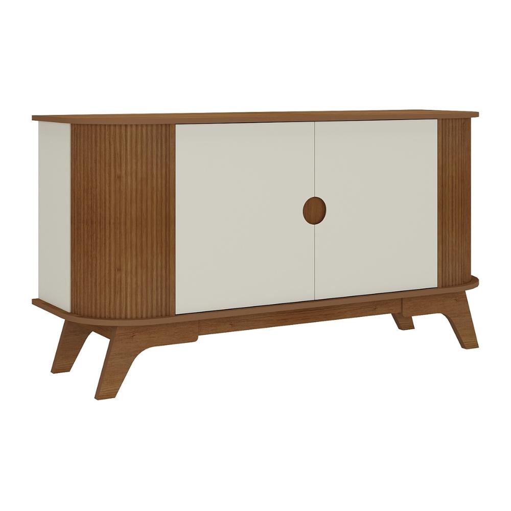 Aparador Buffet 140cm 2 Portas com Pés Retrô Multimóveis CR50129 Cinamomo/Off White