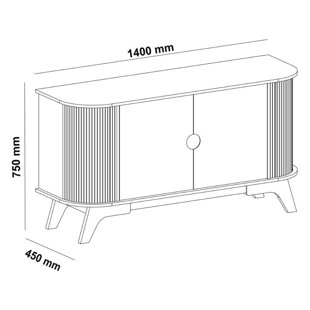 Aparador Buffet 140cm 2 Portas com Pés Retrô Multimóveis CR50129 Cinamomo/Off White