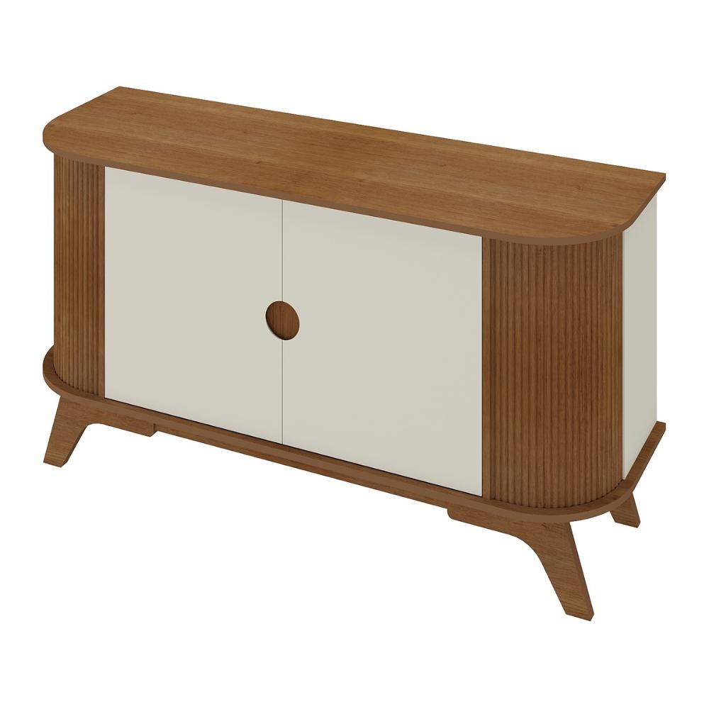 Aparador Buffet 140cm 2 Portas com Pés Retrô Multimóveis CR50129 Cinamomo/Off White