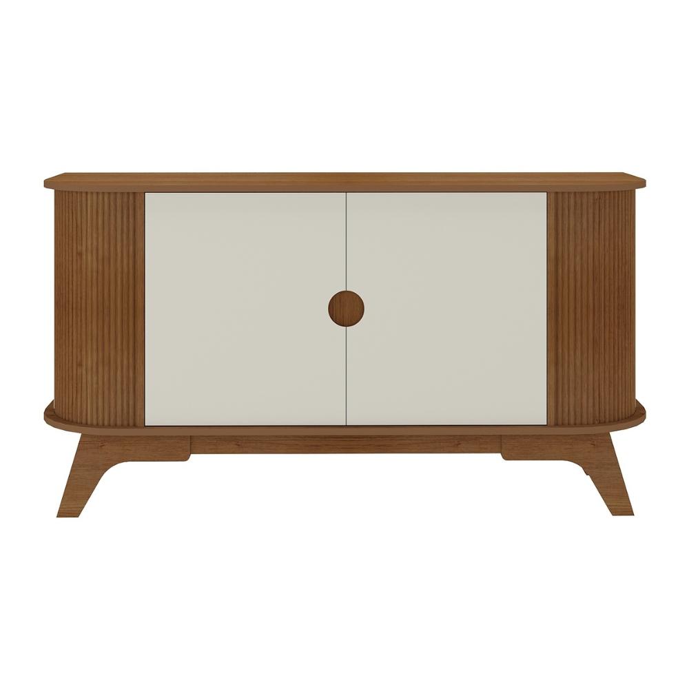 Aparador Buffet 140cm 2 Portas com Pés Retrô Multimóveis CR50129 Cinamomo/Off White