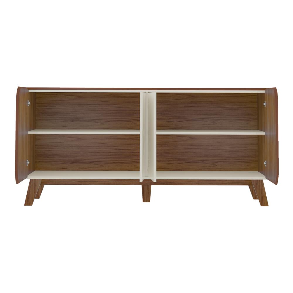 Aparador Buffet 160cm 4 Portas com Pés Retrô Multimóveis CR50126 Off White/Cedro