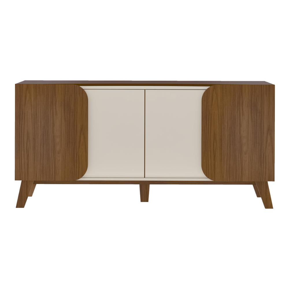 Aparador Buffet 160cm 4 Portas com Pés Retrô Multimóveis CR50126 Off White/Cedro