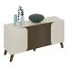 Aparador Buffet 160cm 4 Portas com Pés Retrô Multimóveis CR50126 Off White/Pinho Ripado