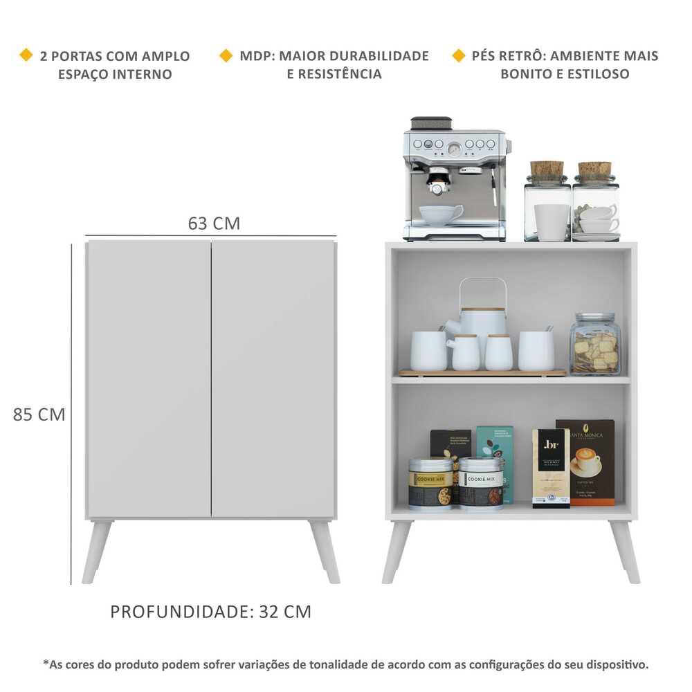Aparador Buffet 2 Portas Retrô Veneza Multimóveis V3609 Branco