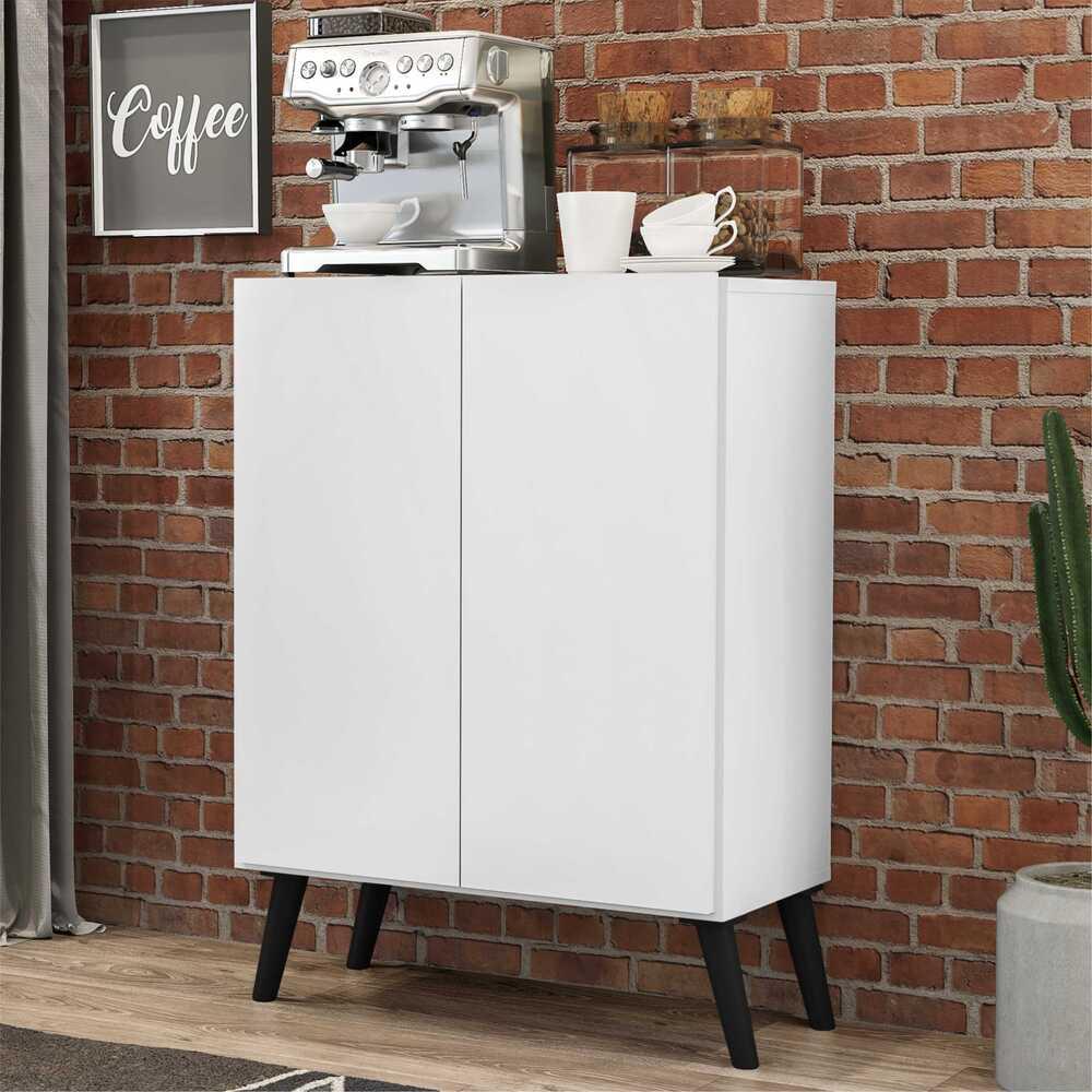 Aparador Buffet 2 Portas Retrô Veneza Multimóveis V3609 Branco/Preto