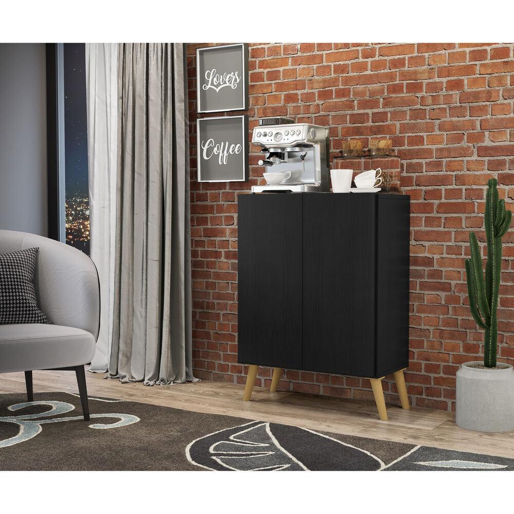 Aparador Buffet 2 Portas Retrô Veneza Multimóveis V3609 Preto/Natural