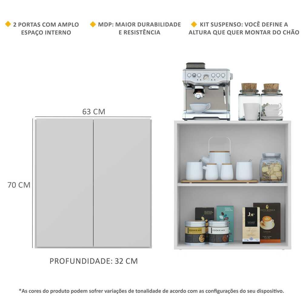 Aparador Buffet 2 Portas Suspenso Veneza Multimóveis V3608 Branco