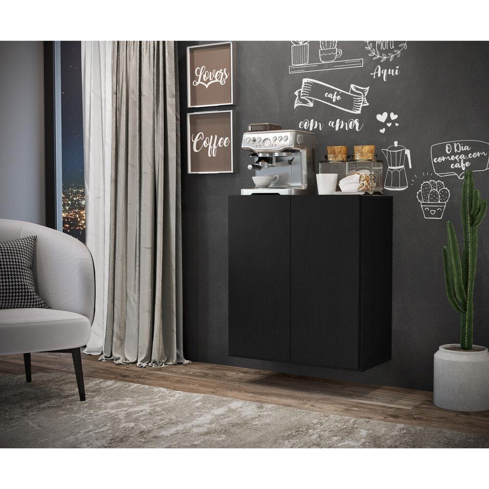 Aparador Buffet 2 Portas Suspenso Veneza Multimóveis V3608 Preto