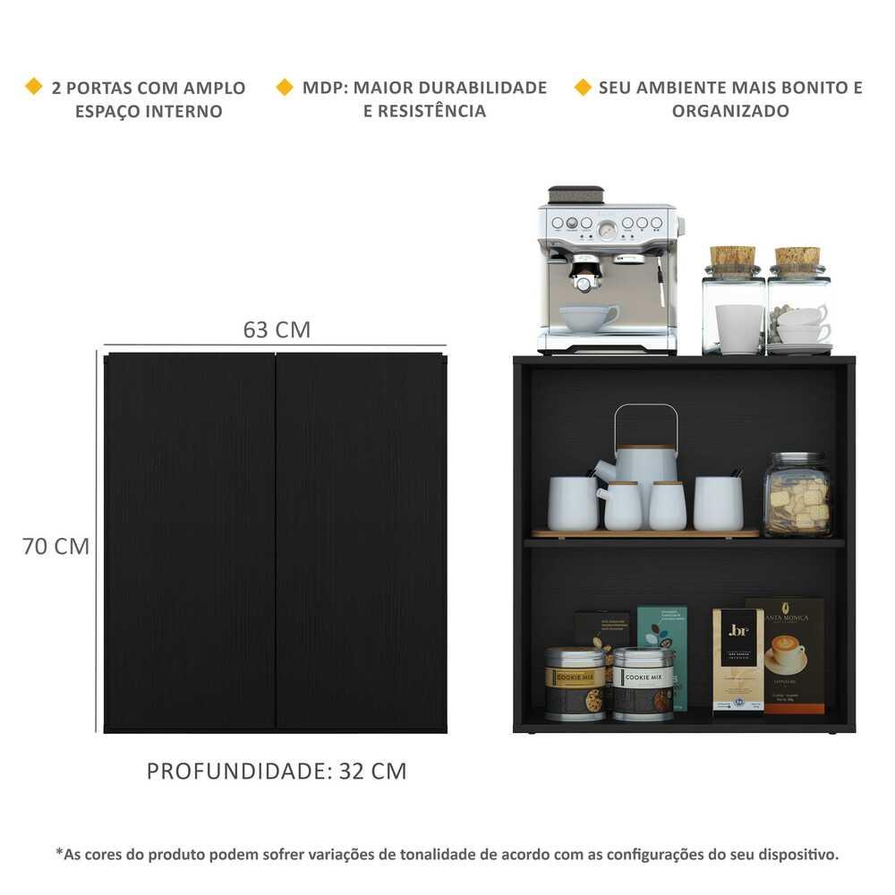 Aparador Buffet 2 Portas Veneza Multimóveis V3603 Preto
