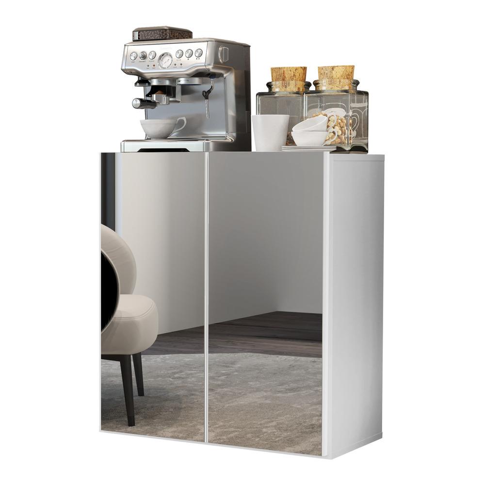Aparador Buffet 2 Portas com Espelho Suspenso Vegas Multimóveis V3612 Branco