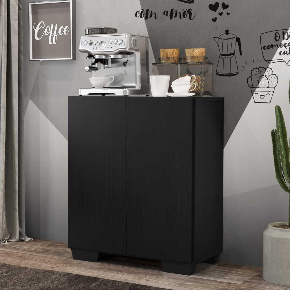 Aparador Buffet 2 Portas com Pés Quadrados Veneza Multimóveis V3610 Preto