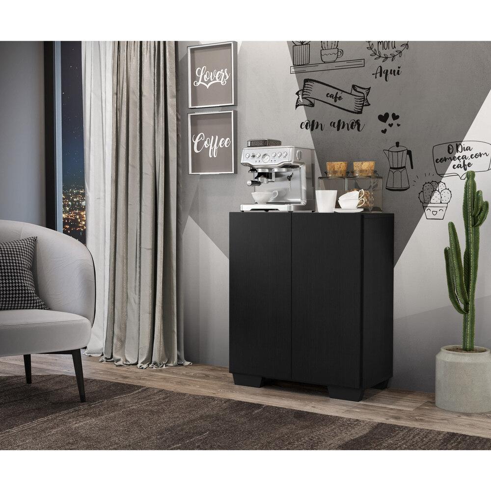 Aparador Buffet 2 Portas com Pés Quadrados Veneza Multimóveis V3610 Preto
