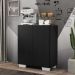 Aparador Buffet 2 Portas com Pés Quadrados Veneza Multimóveis V3610 Preto/Branco