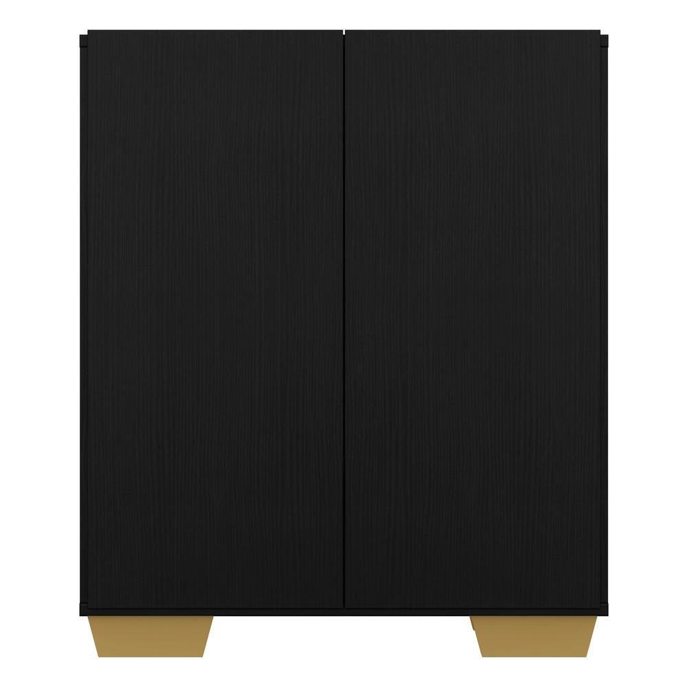 Aparador Buffet 2 Portas com Pés Quadrados Veneza Multimóveis V3610 Preto/Natural