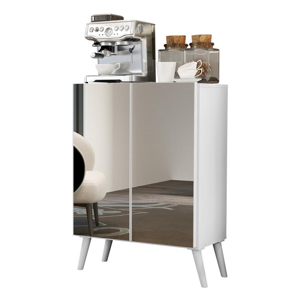 Aparador Buffet 2 portas com Espelho Retrô Vegas Multimóveis V3613 Branco