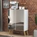 Aparador Buffet 2 portas com Espelho Retrô Vegas Multimóveis V3613 Branco/Natural