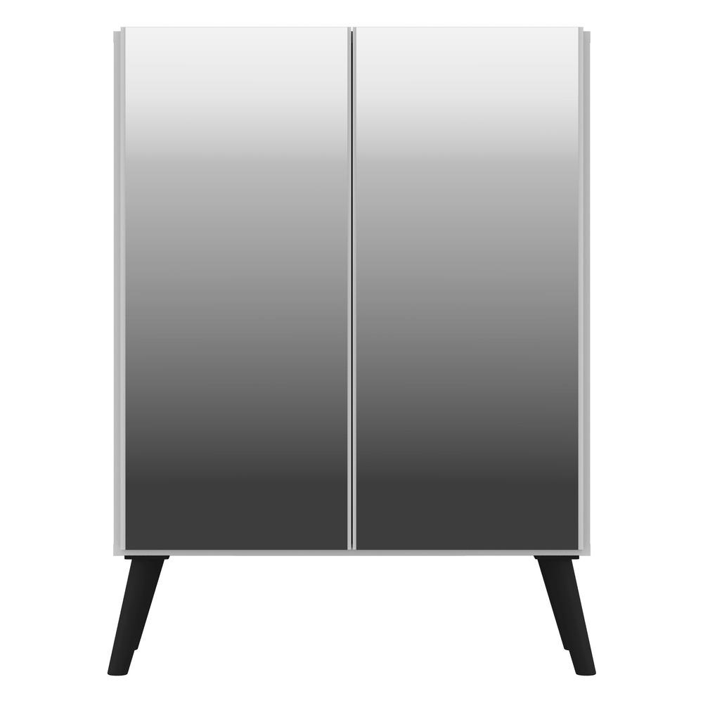 Aparador Buffet 2 portas com Espelho Retrô Vegas Multimóveis V3613 Branco/Preto