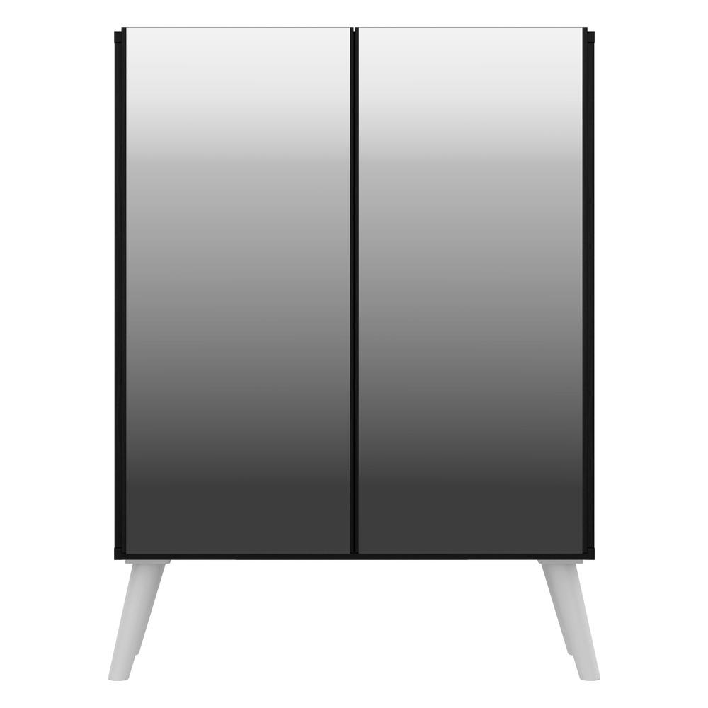Aparador Buffet 2 portas com Espelho Retrô Vegas Multimóveis V3613 Preto/Branco