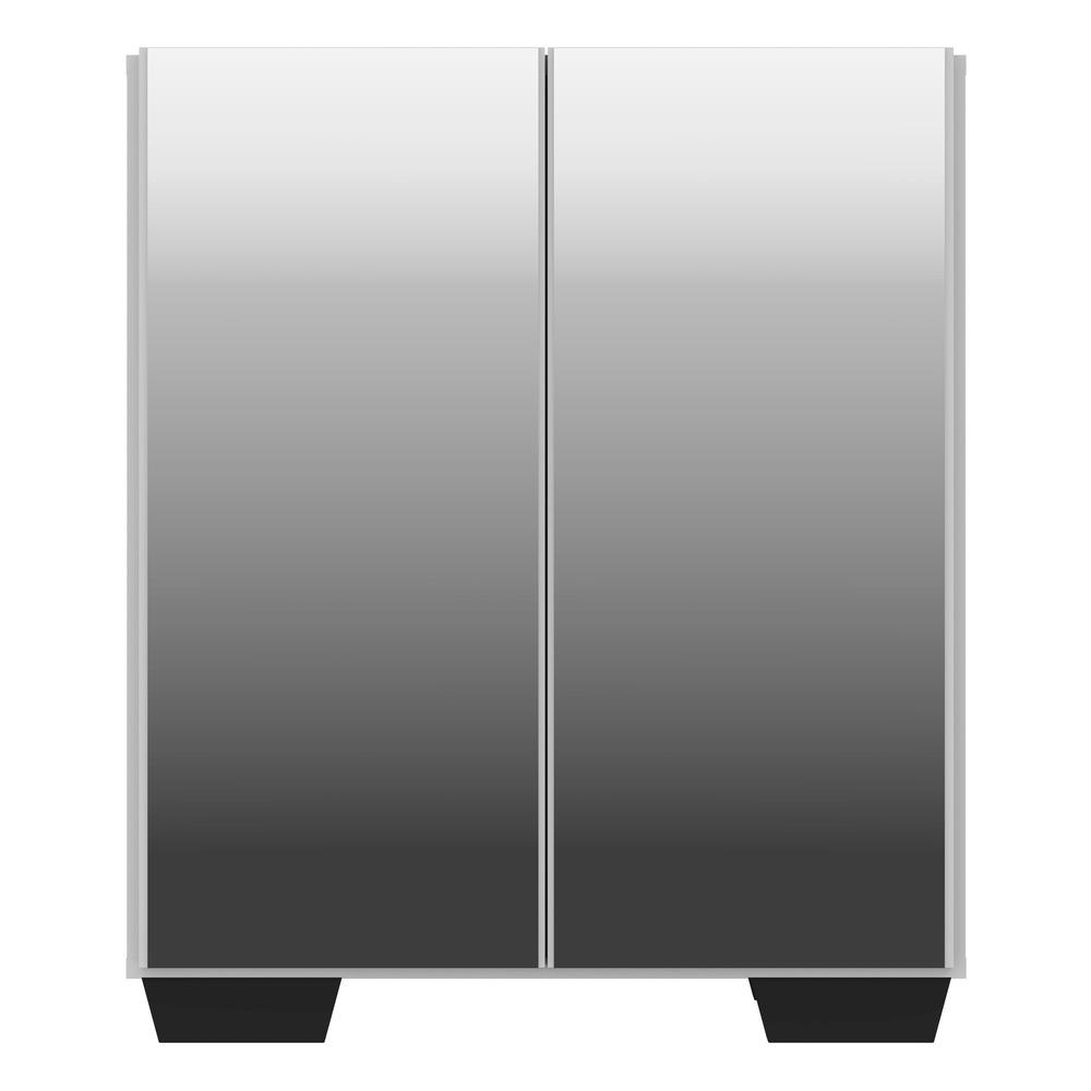 Aparador Buffet 2 portas com Espelho e Pés Quadrados Vegas Multimóveis V3614 Branco/Preto
