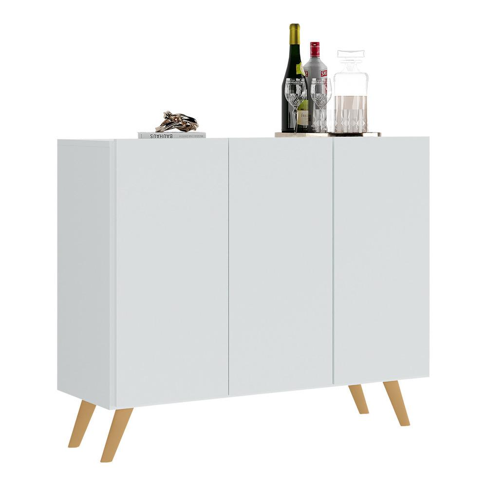 Aparador Buffet 3 Portas Retrô Veneza Multimóveis MP1009 Branco/Natural