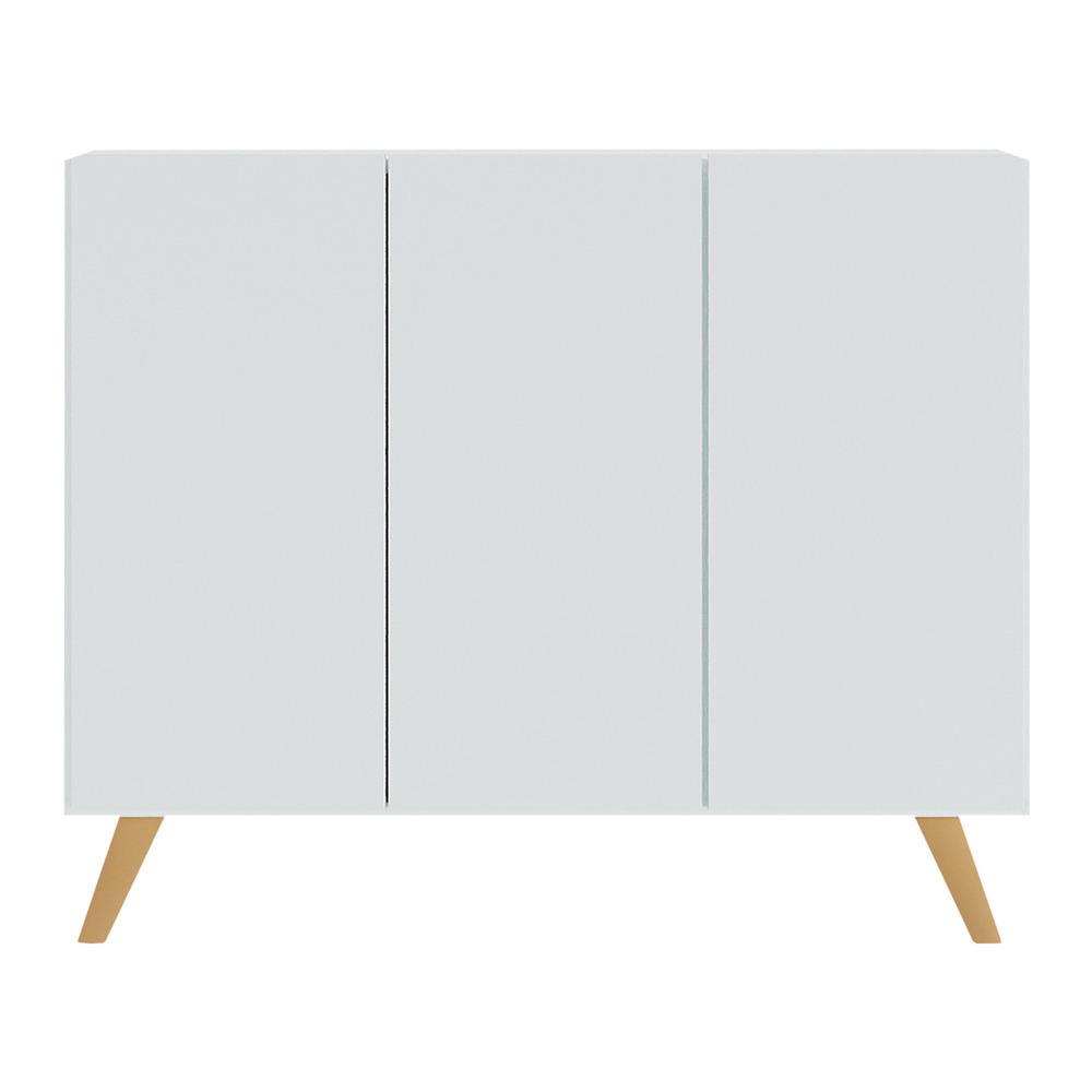 Aparador Buffet 3 Portas Retrô Veneza Multimóveis MP1009 Branco/Natural