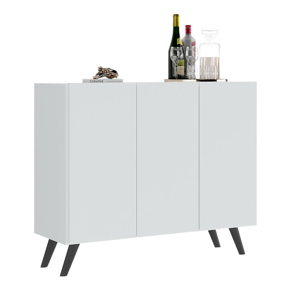 Aparador Buffet 3 Portas Retrô Veneza Multimóveis MP1009 Branco/Preto