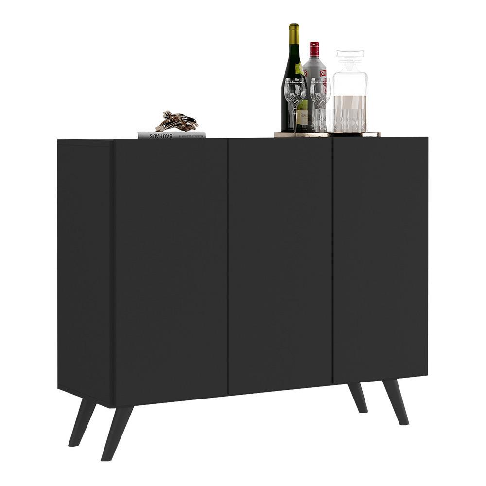 Aparador Buffet 3 Portas Retrô Veneza Multimóveis MP1009 Preto