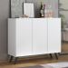 Aparador Buffet 3 Portas Retrô Veneza Multimóveis V1009 Branco/Preto