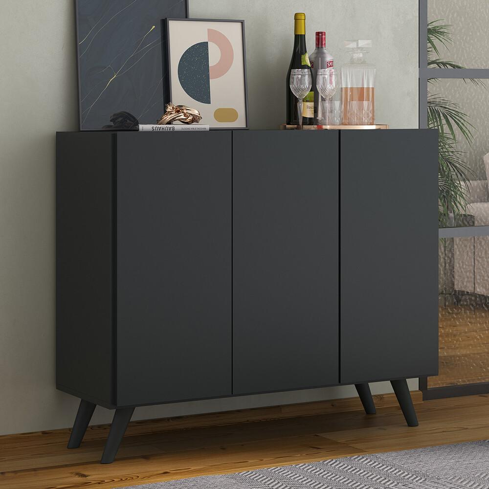 Aparador Buffet 3 Portas Retrô Veneza Multimóveis V1009 Preto