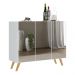 Aparador Buffet 3 Portas com Espelho Retrô Vegas Multimóveis MP1013 Branco/Natural