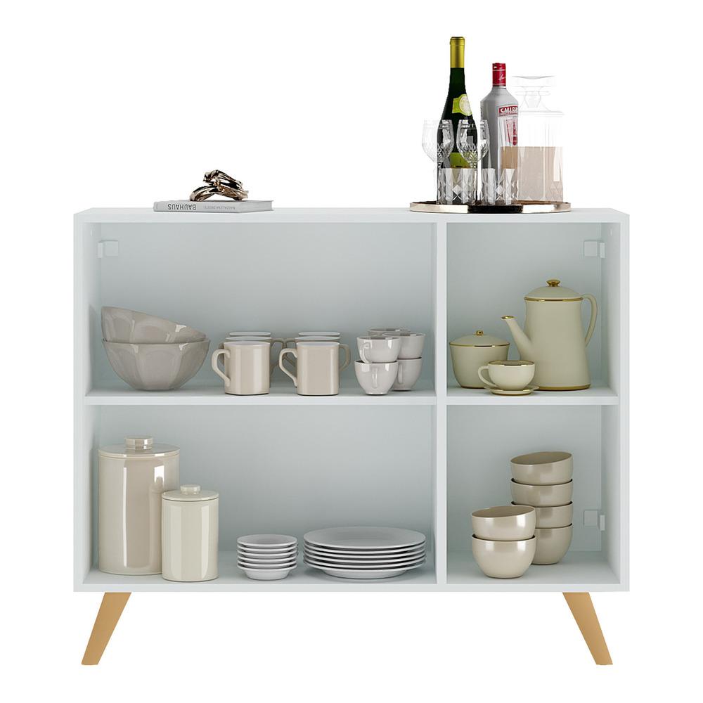 Aparador Buffet 3 Portas com Espelho Retrô Vegas Multimóveis MP1013 Branco/Natural