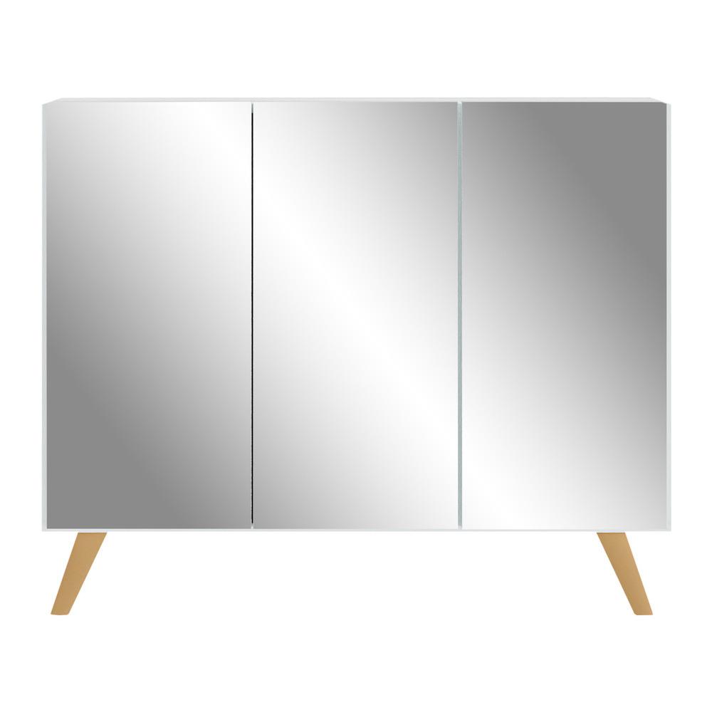 Aparador Buffet 3 Portas com Espelho Retrô Vegas Multimóveis MP1013 Branco/Natural