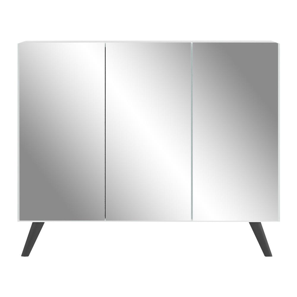 Aparador Buffet 3 Portas com Espelho Retrô Vegas Multimóveis V1013 Branco/Preto