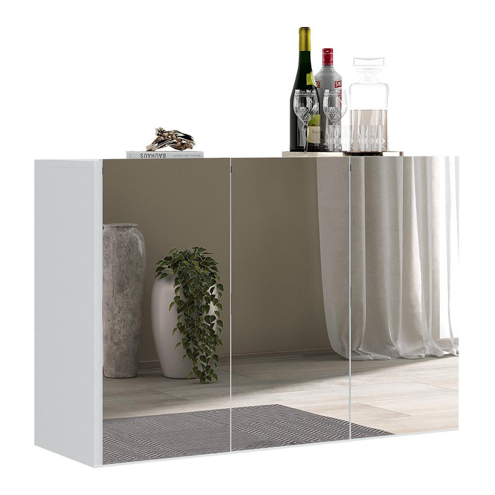 Aparador Buffet 3 Portas com Espelho Suspenso Vegas Multimóveis MP1012 Branco