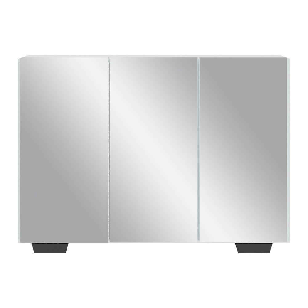Aparador Buffet 3 Portas com Espelho e Pés Quadrados Vegas Multimóveis MP1014 Branco/Preto