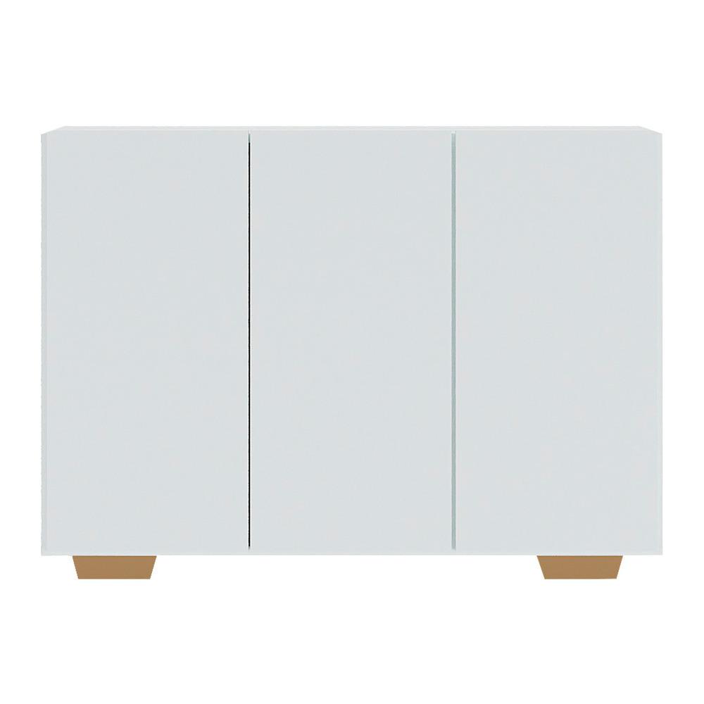 Aparador Buffet 3 Portas com Pés Quadrados Veneza Multimóveis MP1010 Branco/Natural