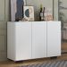 Aparador Buffet 3 Portas com Pés Quadrados Veneza Multimóveis MP1010 Branco/Preto