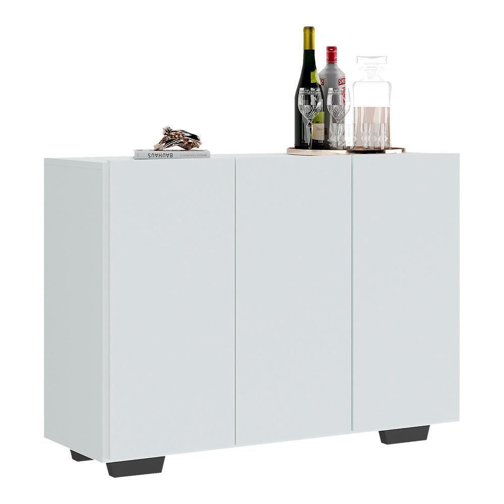 Aparador Buffet 3 Portas com Pés Quadrados Veneza Multimóveis MP1010 Branco/Preto