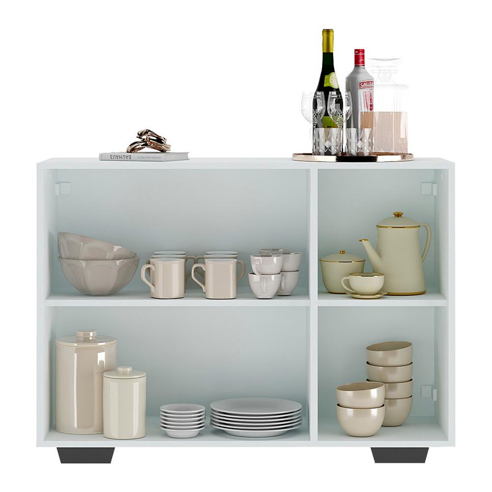 Aparador Buffet 3 Portas com Pés Quadrados Veneza Multimóveis MP1010 Branco/Preto