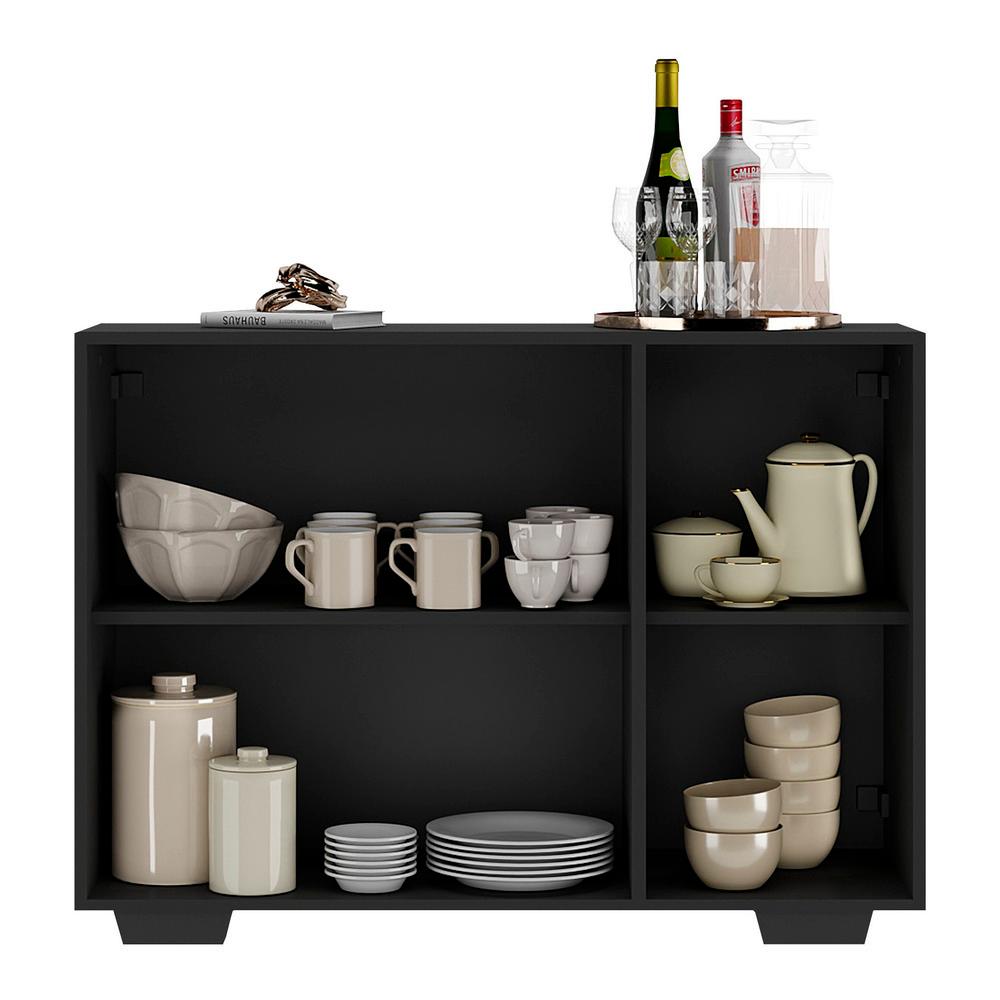 Aparador Buffet 3 Portas com Pés Quadrados Veneza Multimóveis MP1010 Preto