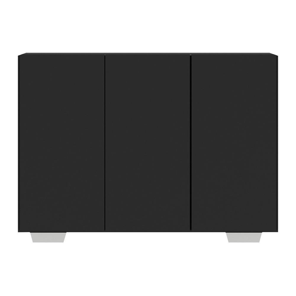 Aparador Buffet 3 Portas com Pés Quadrados Veneza Multimóveis MP1010 Preto/Branco