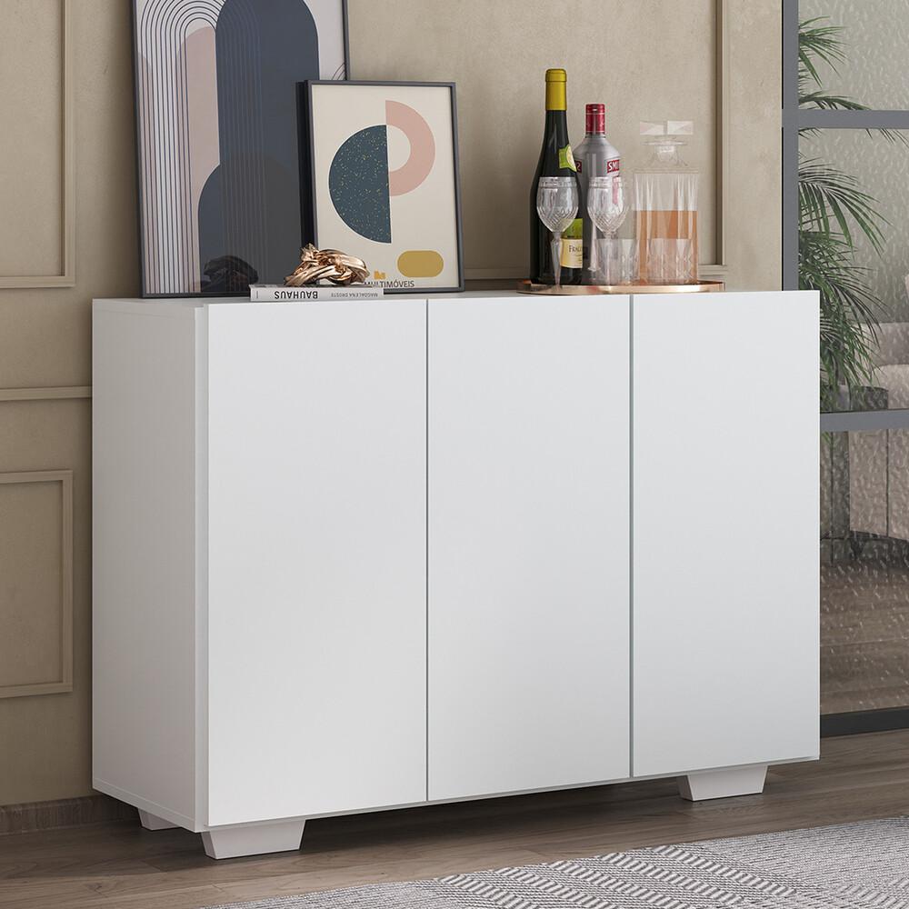 Aparador Buffet 3 Portas com Pés Quadrados Veneza Multimóveis V1010 Branco